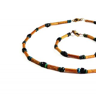 Therapeutic Men Set Hazelwood Small Beads Black Green Necklace