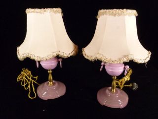 pair of art deco era lavender jadeite table lamps time