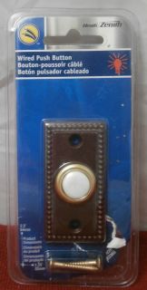 Heath Zenith Wired doorbell push button brown new in package