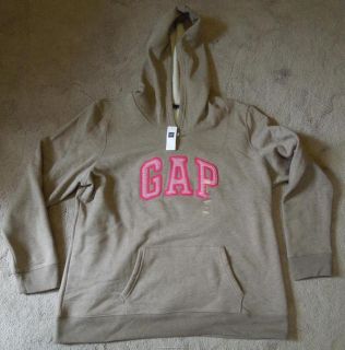 Gap Tan Brown Grey Heather XXL Hooded Hoodie Sweatshirt Pink Striped
