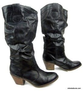  Vegan Manmade 15 Tall Slouch Cowboy Boots 2 3 4 Heels Women 8