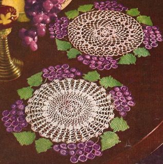 Vintage Crochet Grapes Leaves Motif Doily Pattern