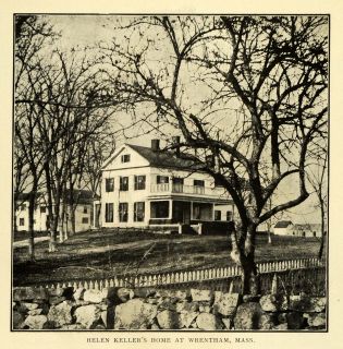 1907 Print Helen Keller Home Wrentham Massachusetts Architecture Blind