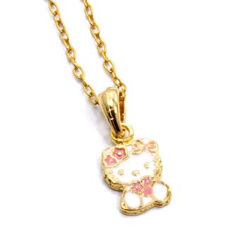  Baby Girl Childs Kids Pink Flower Hello Kitty Pendant Necklace