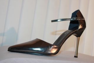 Gucci Women Gunmetal Titanium Stiletto Heel Shoes Sz 8
