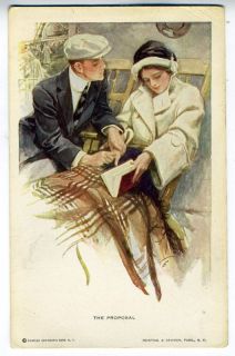 1910 Harrison Fisher Signed Postcard The Proposal 1