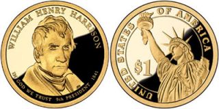 2009 P William Henry Harrison Presidential Golden UNC Dollar H T Roll