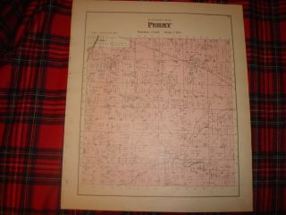 Perry Township Allen County Ohio Antique Handclr Map