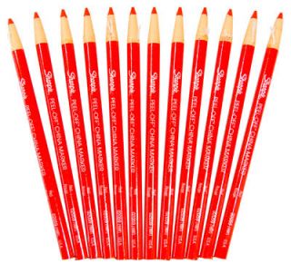 Sharpie 12 China Wax Markers Grease Pencil Red New