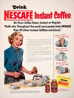 1952 Ad Nescafe Instant Coffee Beverage Nestle Percolator Housewife