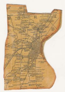 Antique Wall Map Fragment Hartford CT Connecticut