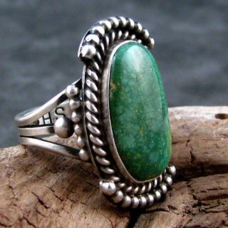 Navajo Henry Sam Sterling Silver Kings Manassa Turquoise Ring