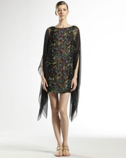 B20AG Gucci Flower Print Silk Georgette Caftan Dress