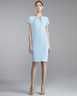 St. John Collection Luxe Crepe Cap Sleeve Dress, Blue Topaz   Neiman