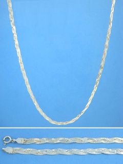 Sterling Silver 16 3 Braided Herringbone 4 5mm Chain Necklace Solid