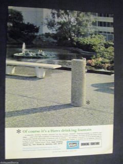 Vintage Image of Drinking Fountain by Haws Berkeley CA 1969 Print Ad