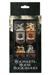 New Harry Potter Hogwarts House Metal Book Mark Set in Case Gryffindor