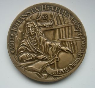 Hevelius Protestant Astromony Danzig Polish Bronze Medal