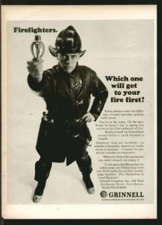 Grinnell Automatic Sprinklers 1966 Firefighter Original Print Ad
