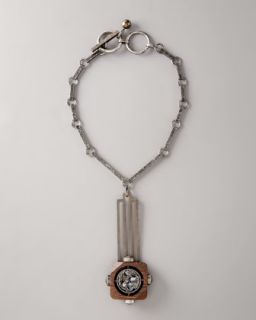 Lanvin Wood & Crystal Pendant Necklace   