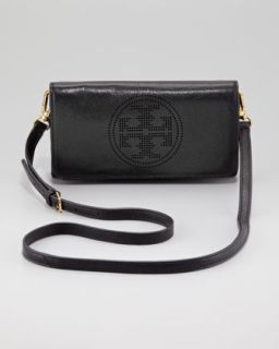 Perforated Small Logo Clutch Bag, Black