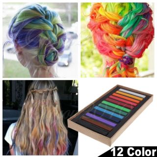 12 Colors Non toxic Temporary Hair Color Chalk Dye Soft Pastels Salon