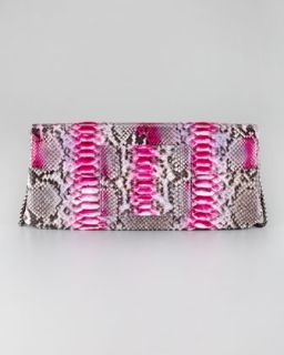 Kara Ross Leora Python Clutch Bag, Pink Berry   