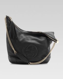 Soho Leather Chain Strap Shoulder Bag, Black