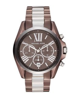 Michael Kors Mid Size Espresso and Silver Color Stainless Steel