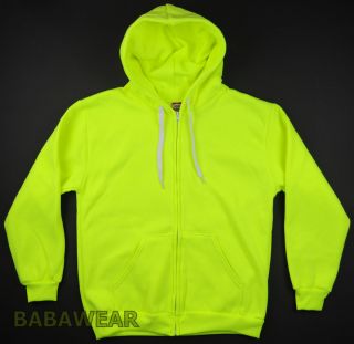 Hill Sports High Visibility Neon Green Plain Zipper Hoodie Safety