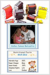 50 Hershey Miniature Candy Bar Wrappers Personalized Birth