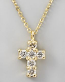 Small Diamond Cross Pendant Necklace, Yellow Gold