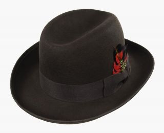Godfather Fedora Feather Gangster Pimp Mob Hat Black