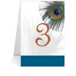 Wedding Table Number Cards   Peacock Feather #1 Thru #18