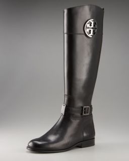 Tory Burch Patterson Logo Riding Boot   Neiman Marcus