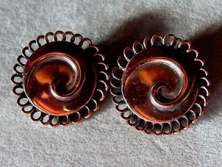 CLIP ON EARRINGS MARKED COPPER BELL ART DECO EXCELLENT CONDITION