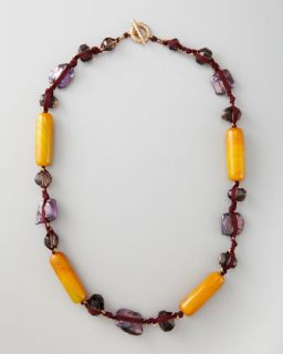 Knotted Long Multi Stone Necklace, Purple