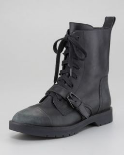 Alexander Wang Daria Distressed Leather Combat Boot   