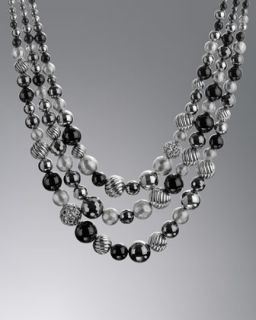 DY Elements Three Row Necklace, Black Onyx