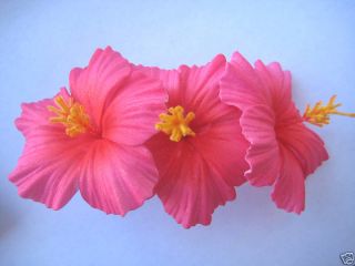 Hawaiian Luau Foam Flower Hair Clip 3 Pink Hibiscus