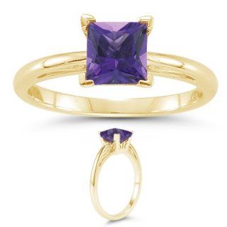 11 Cts Amethyst Solitaire Ring in 14K Yellow Gold 7.5 Jewelry