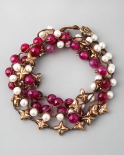 Y17EZ Love Heals Agate & Pearl Wrap Bracelet, 42L