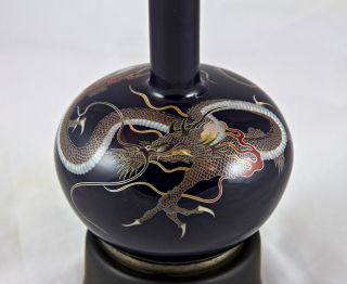 Genuine HAYASHI KODENJI cloisonne bottle vase FINE SILVER WIRE DRAGON
