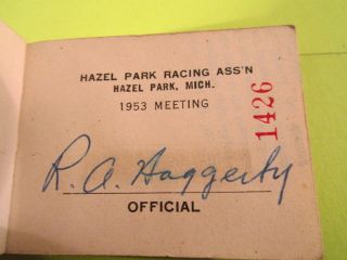 1953 Hazel Park Raceway Michigan Horse Racing Coupon/Meeting Book