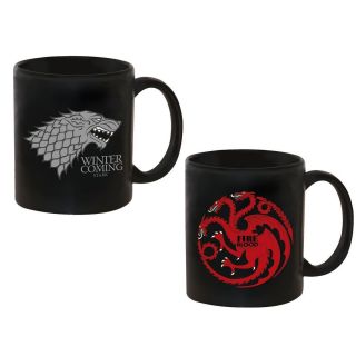   of Thrones Two Mug Set Targaryen Dragon and Stark Sigil Direwolf HBO