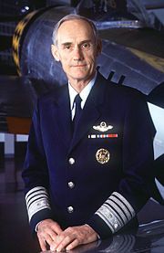 Gen Merrill McPeak wearing the short lived uniform redesign he