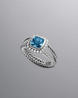 Y0S5H David Yurman Petite Albion Ring, Hampton Blue Topaz, 7mm