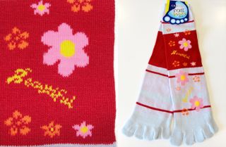 new red pink flower harajuku style slipper toe socks