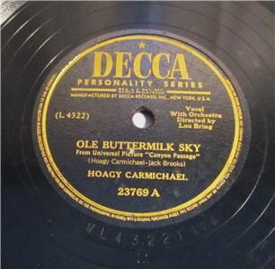 Hoagy Carmichael 78 RPM Decca Record, Ole Buttermilk Sky & Talking is