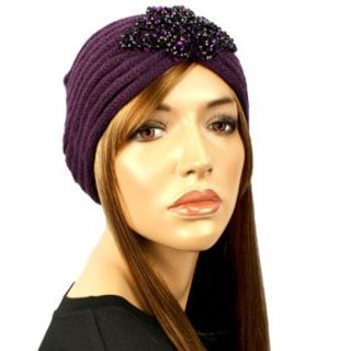  Ribbed Hand Knit Handmade Headwrap Headband Ski Purple s M